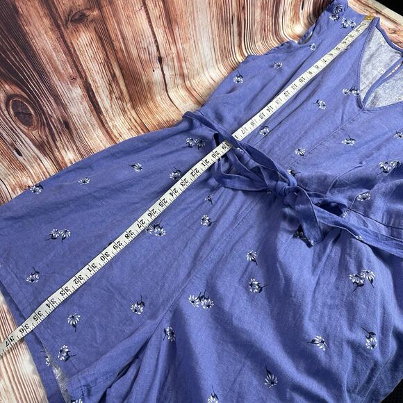 Old Navy DITSY Shorts Romper Sz X Large Purple Linen Blend Floral Elastic Waist - Picture 5 of 10